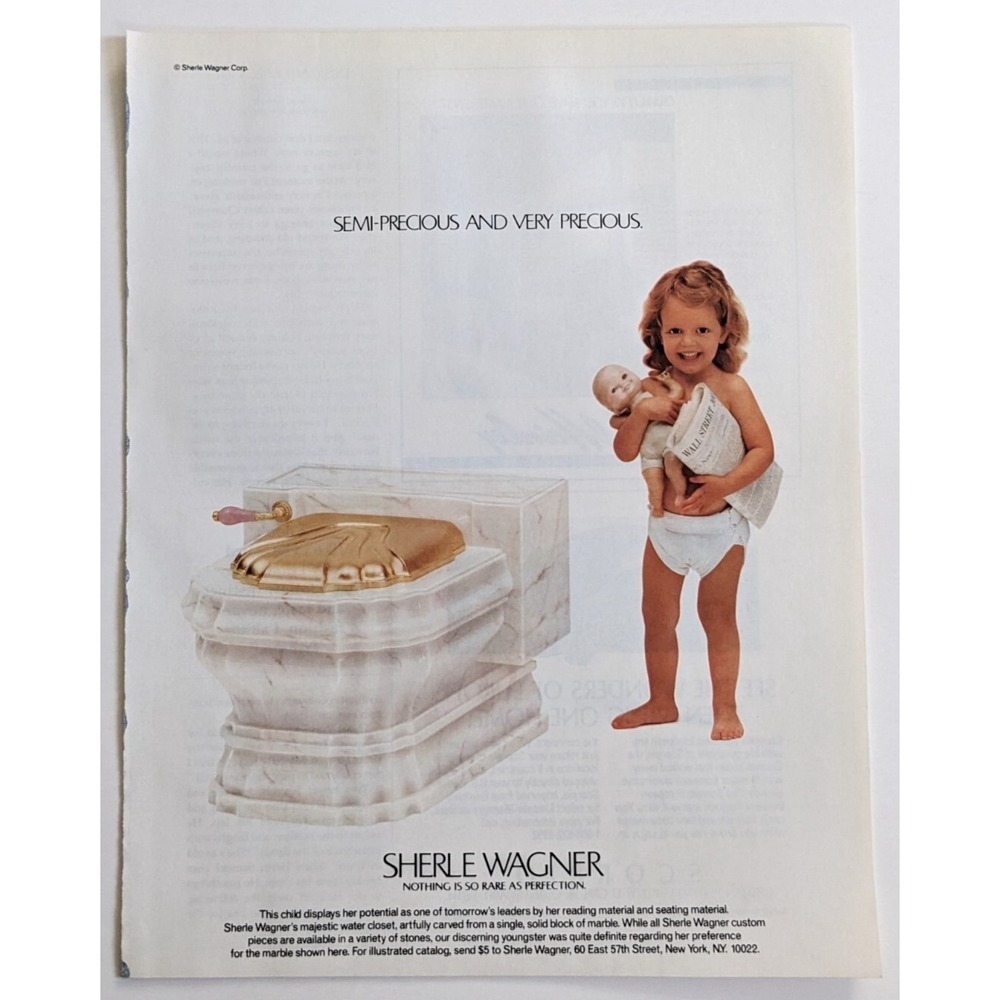 Sherle Wagner Marble Water Closet Toilet 1989 Vintage Print Ad Interior‎ Design